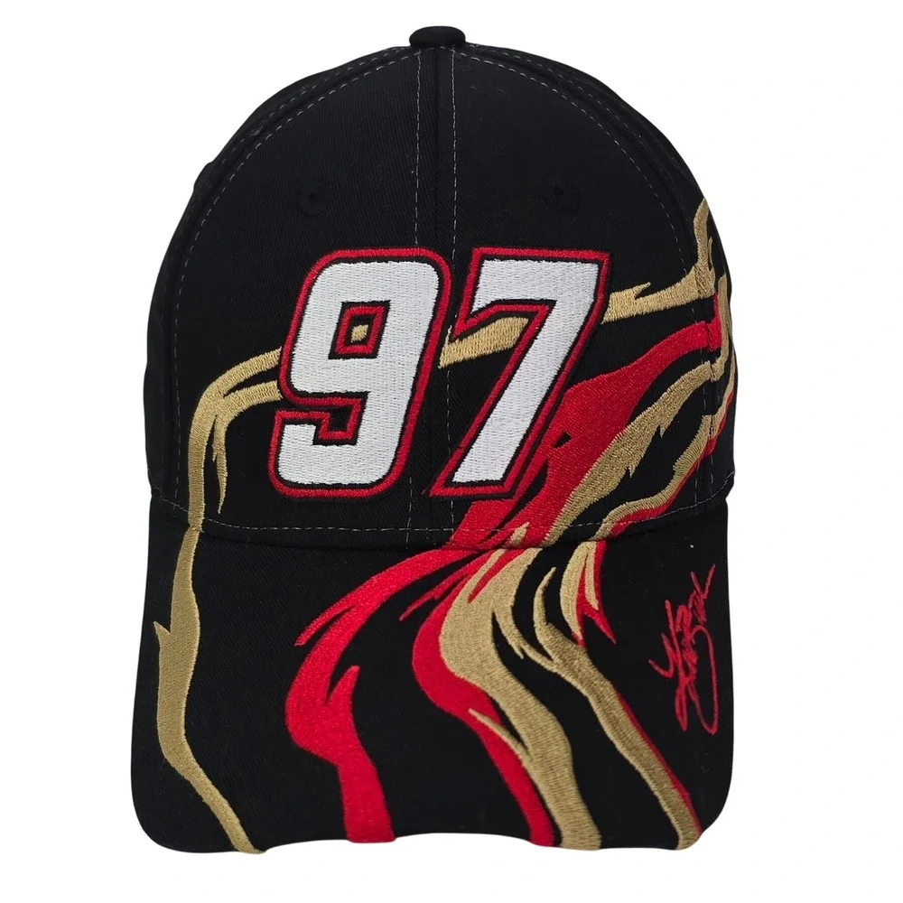 Kurt Busch 97 Hat OSFA Black‎ Roush Racing NASCAR Flame Splash Cap Team Caliber